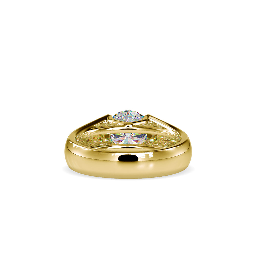 SKU: 0184 (18K) Half-Bezel Round Diamond Solitaire Ring Rose Gold.