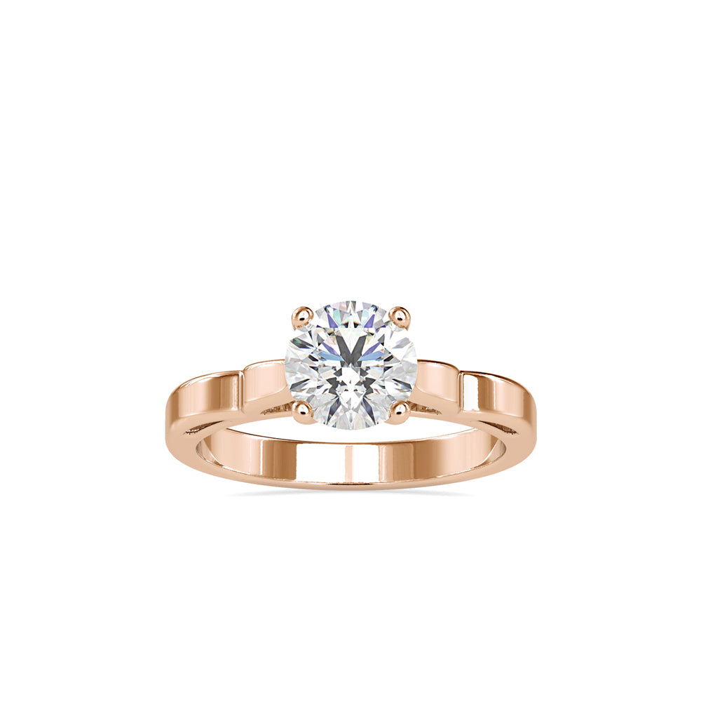 SKU: 0185 (18K) Vintage Shank Four-Prong Solitaire Engagment Ring in Rose Gold.