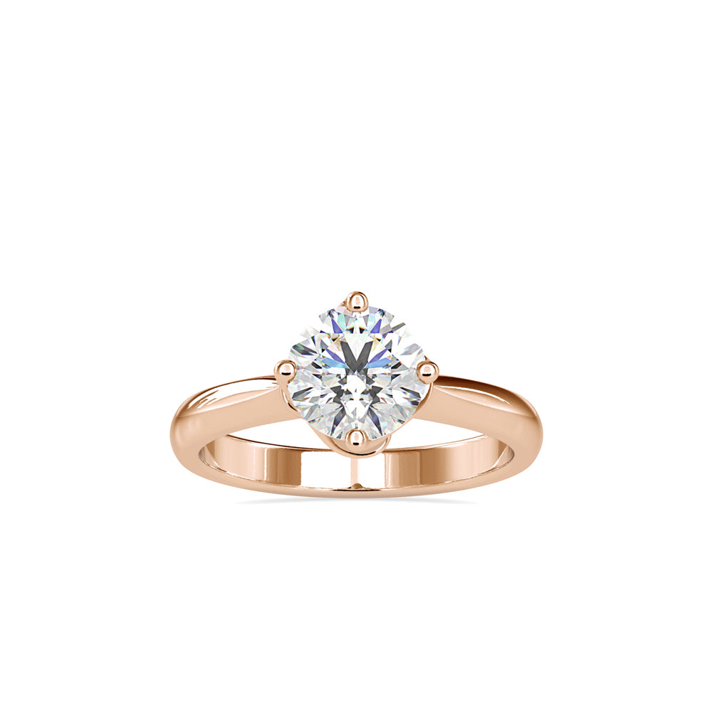 SKU: 0186 (22K) Four Twisted-Prong Solitaire Engagment Ring in Rose Gold.