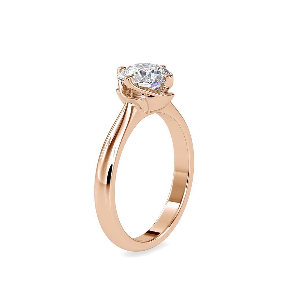 SKU: 0186 (10K) Four Twisted-Prong Solitaire Engagment Ring in Rose Gold.