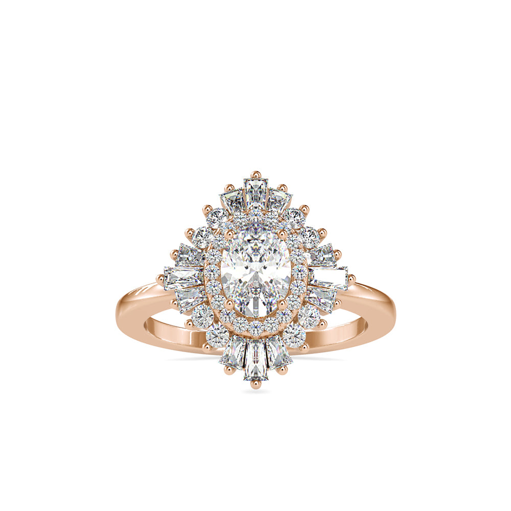 SKU: 0187 (18K) Oval-Shape Halo Engagment Ring in Rose Gold.