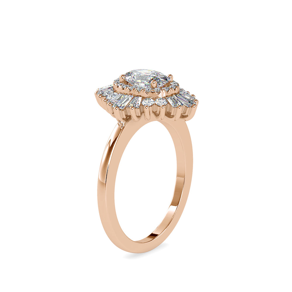 SKU: 0187 (18K) Oval-Shape Halo Engagment Ring in Rose Gold.