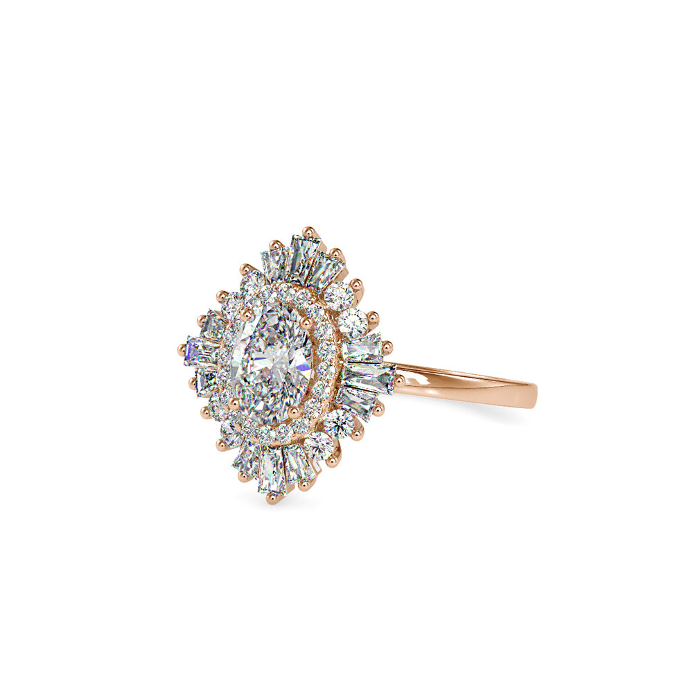 SKU: 0187 (14K) Oval-Shape Halo Engagment Ring in Rose Gold.
