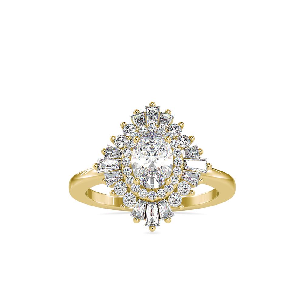 Elegant cocktail ring featuring a brilliant-cut center stone and pavé diamonds, set in white gold – A Night at the Ballet design