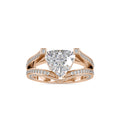 SKU: 0188 (18K) Unique Trillion Diamond Split Shank Engagment Ring in Rose Gold.