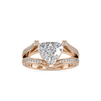 SKU: 0188 (14K) Unique Trillion Diamond Split Shank Engagment Ring in Rose Gold.