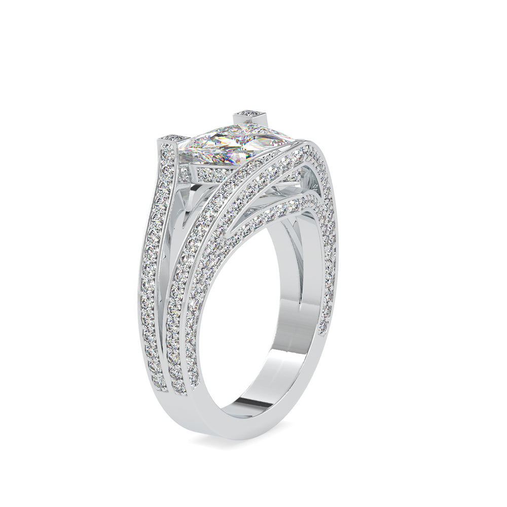 SKU: 0188 (22K) Unique Trillion Diamond Split Shank Engagment Ring in Rose Gold.