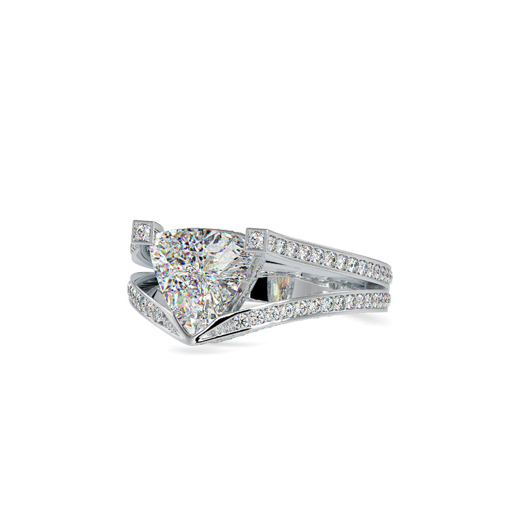 SKU: 0188 (10K) Unique Trillion Diamond Split Shank Engagment Ring in Rose Gold.