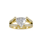 SKU: 0188 (22K) Unique Trillion Diamond Split Shank Engagment Ring in Rose Gold.