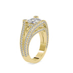 SKU: 0188 (18K) Unique Trillion Diamond Split Shank Engagment Ring in Rose Gold.