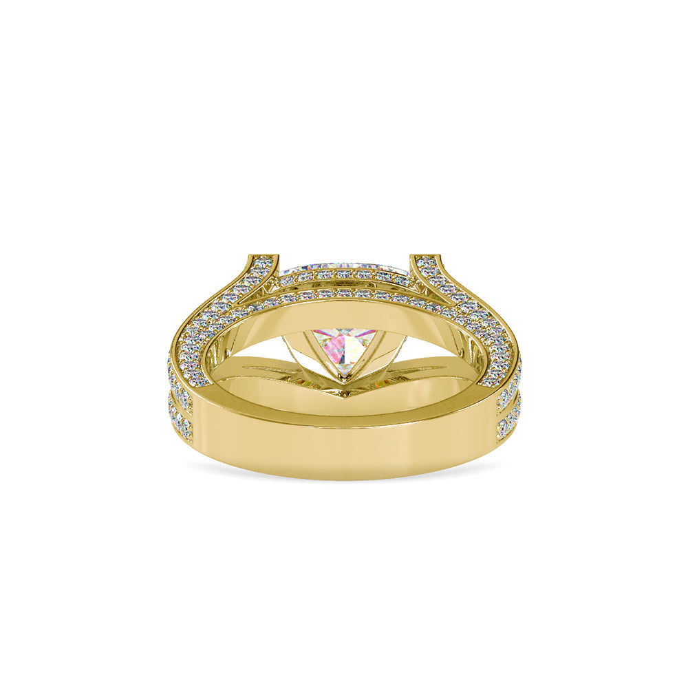 SKU: 0188 (10K) Unique Trillion Diamond Split Shank Engagment Ring in Rose Gold.
