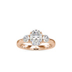 SKU: 0189 (18K) Flower setting Three-Stone Engagment Ring in Rose Gold.