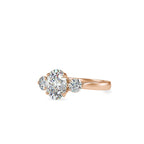 SKU: 0189 (14K) Flower setting Three-Stone Engagment Ring in Rose Gold.