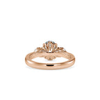 SKU: 0189 (22K) Flower setting Three-Stone Engagment Ring in Rose Gold.