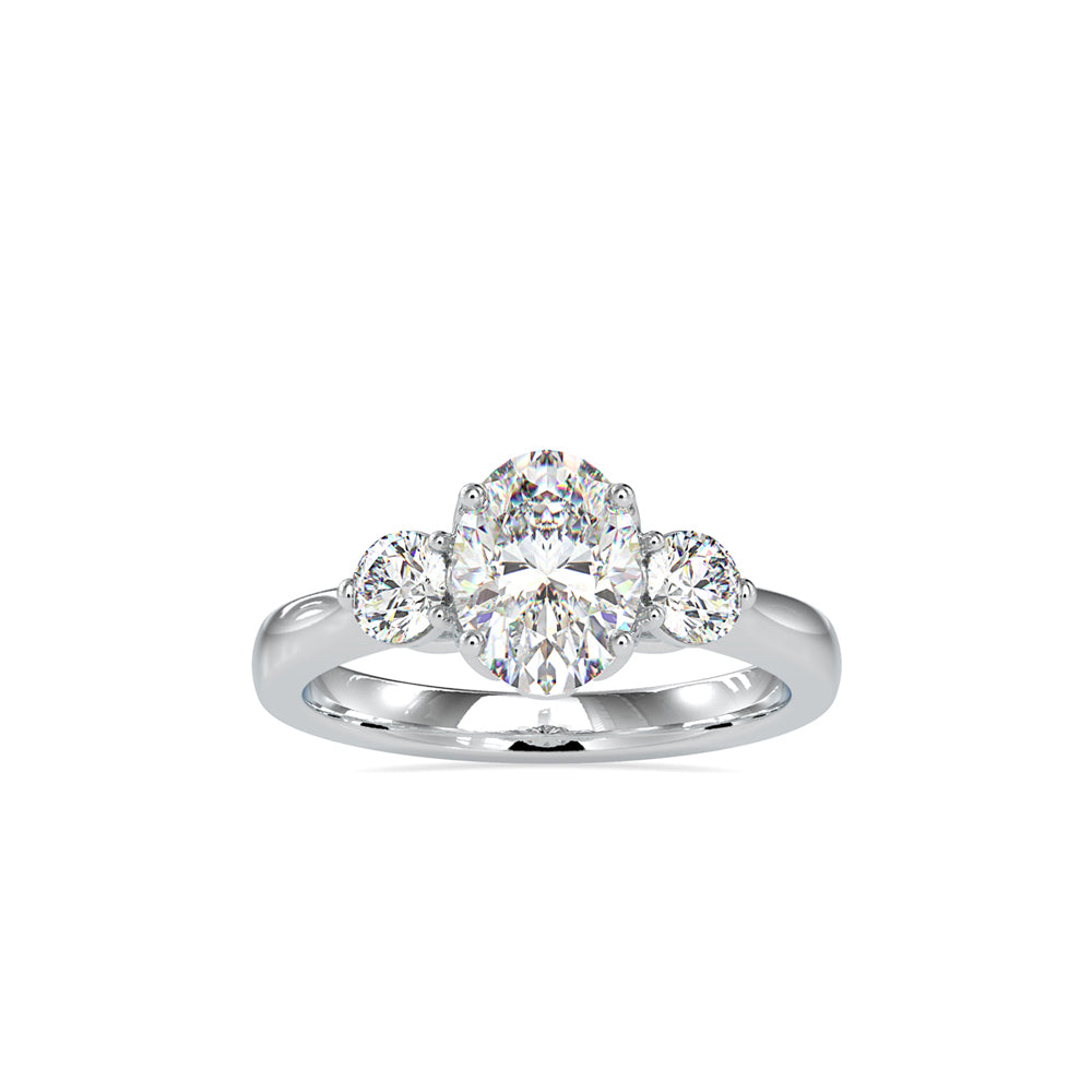 SKU: 0189 (22K) Flower setting Three-Stone Engagment Ring in Rose Gold.