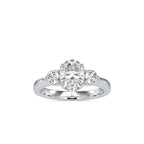SKU: 0189 (22K) Flower setting Three-Stone Engagment Ring in Rose Gold.