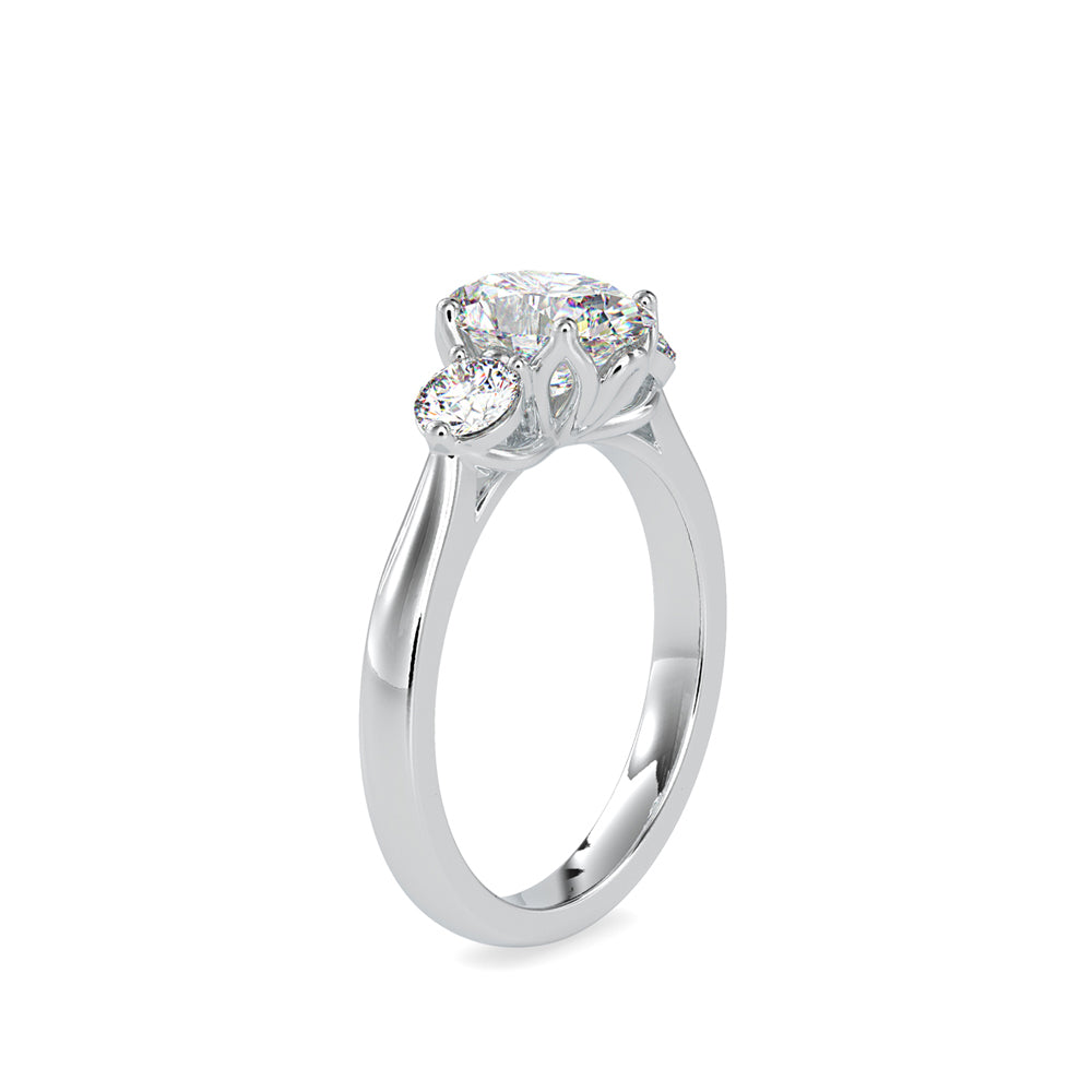 SKU: 0189 (14K) Flower setting Three-Stone Engagment Ring in Rose Gold.