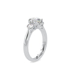 SKU: 0189 (14K) Flower setting Three-Stone Engagment Ring in Rose Gold.