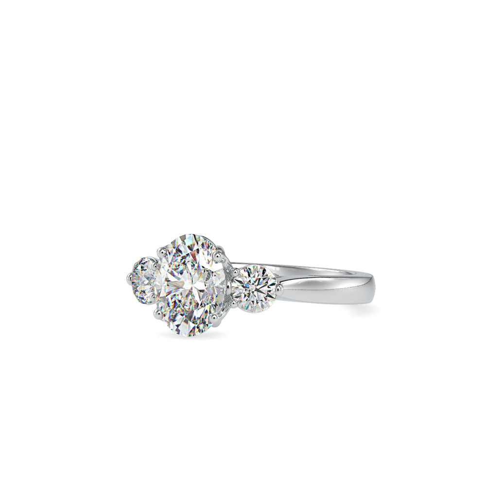 SKU: 0189 (10K) Flower setting Three-Stone Engagment Ring in Rose Gold.