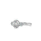 SKU: 0189 (14K) Flower setting Three-Stone Engagment Ring in Rose Gold.