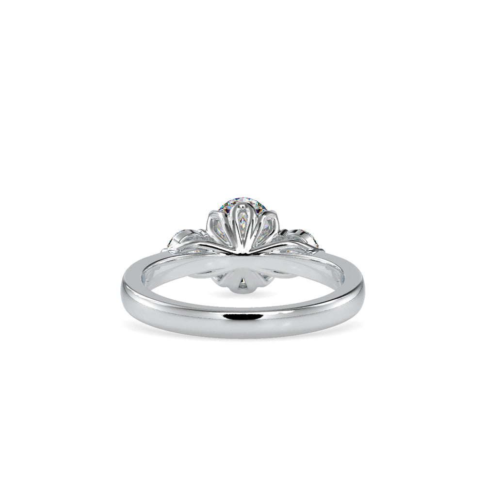 SKU: 0189 (18K) Flower setting Three-Stone Engagment Ring in Rose Gold.