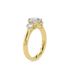 SKU: 0189 (14K) Flower setting Three-Stone Engagment Ring in Rose Gold.