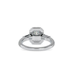 SKU: 0190 (22K) Emerald-Cut Halo Three-Stone Engagment Ring in Rose Gold.