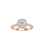 SKU: 0191 (18K) Round-cut Sparkle Halo Engagment Ring in Rose Gold.