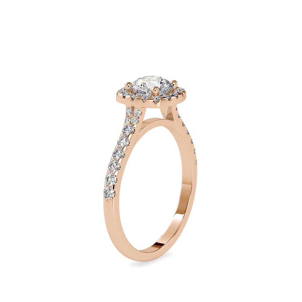 SKU: 0191 (10K) Round-cut Sparkle Halo Engagment Ring in Rose Gold.