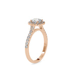 SKU: 0191 (22K) Round-cut Sparkle Halo Engagment Ring in Rose Gold.