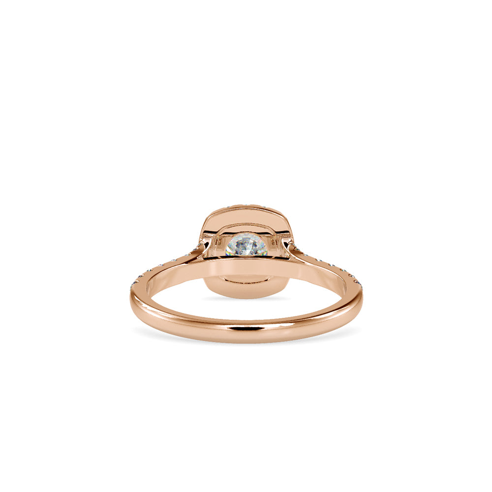 SKU: 0191 (10K) Round-cut Sparkle Halo Engagment Ring in Rose Gold.