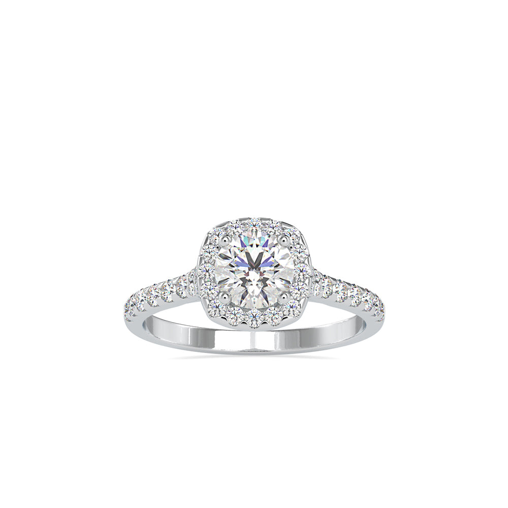 SKU: 0191 (22K) Round-cut Sparkle Halo Engagment Ring in Rose Gold.