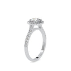 SKU: 0191 (14K) Round-cut Sparkle Halo Engagment Ring in Rose Gold.