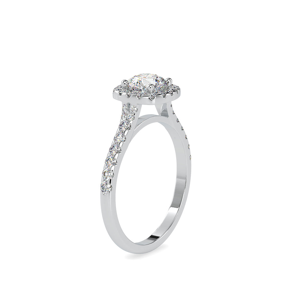 SKU: 0191 (14K) Round-cut Sparkle Halo Engagment Ring in Rose Gold.