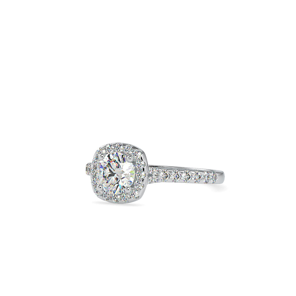 SKU: 0191 (14K) Round-cut Sparkle Halo Engagment Ring in Rose Gold.