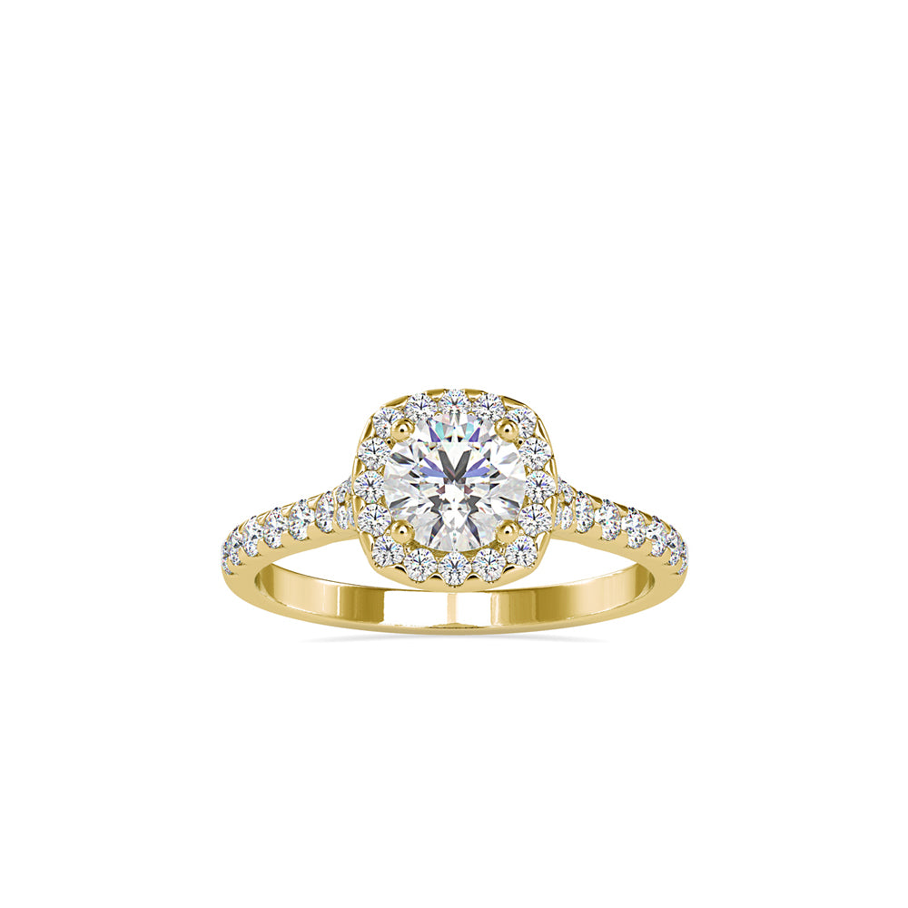 SKU: 0191 (22K) Round-cut Sparkle Halo Engagment Ring in Rose Gold.
