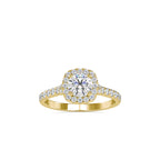 SKU: 0191 (22K) Round-cut Sparkle Halo Engagment Ring in Rose Gold.