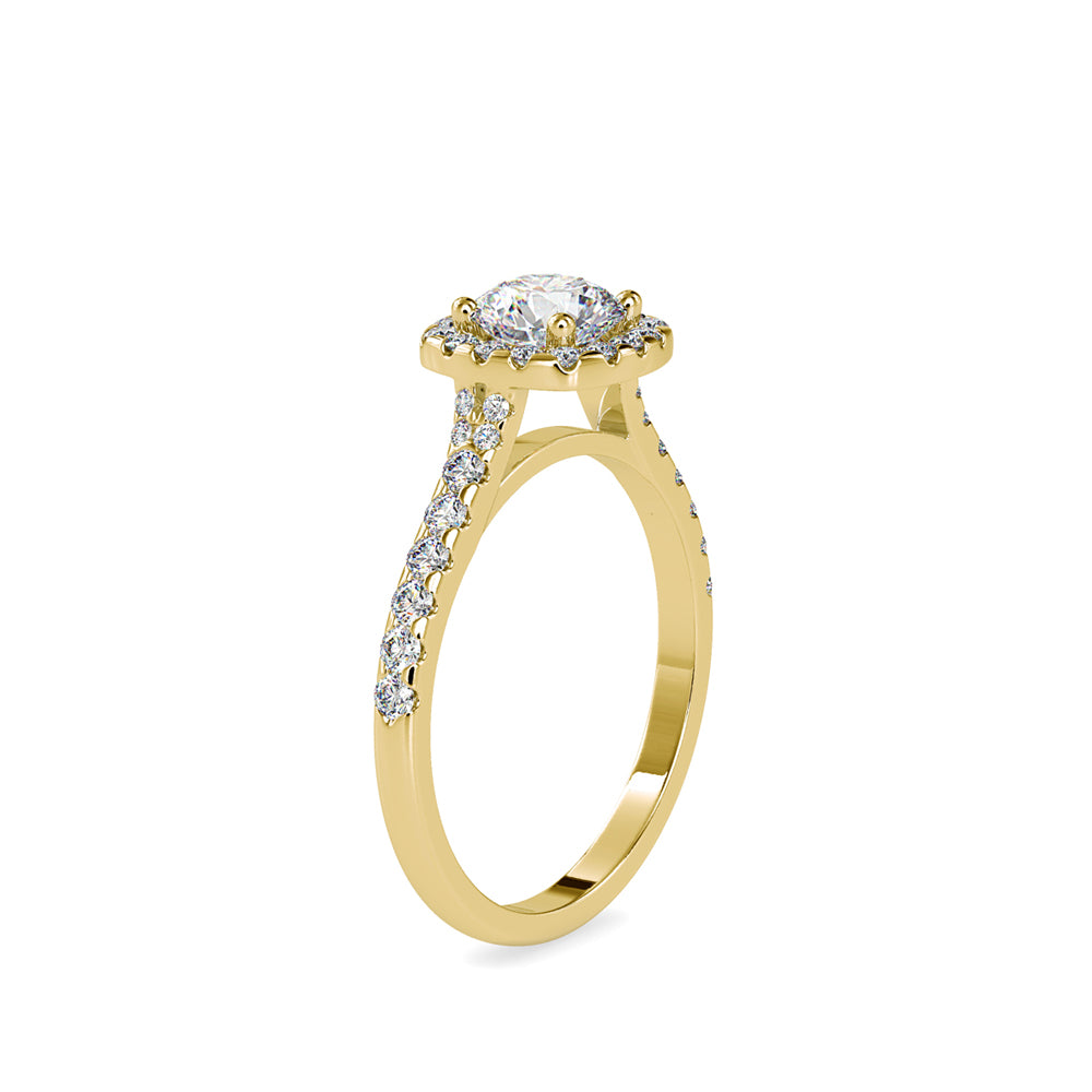 SKU: 0191 (14K) Round-cut Sparkle Halo Engagment Ring in Rose Gold.
