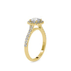 SKU: 0191 (10K) Round-cut Sparkle Halo Engagment Ring in Rose Gold.