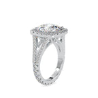 SKU: 0192 (22K) Cushion-cut Split Shank Halo Engagment Ring in Rose Gold.