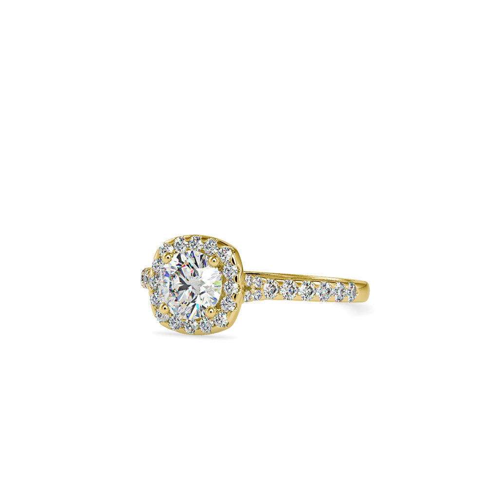 SKU: 0192 (22K) Cushion-cut Split Shank Halo Engagment Ring in Rose Gold.