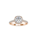 SKU: 0193 (10K) Cushion-cut Sparkle Halo Engagment Ring in Rose Gold.