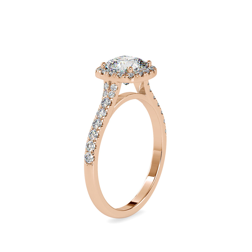 SKU: 0193 (18K) Cushion-cut Sparkle Halo Engagment Ring in Rose Gold.