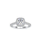 SKU: 0193 (14K) Cushion-cut Sparkle Halo Engagment Ring in Rose Gold.
