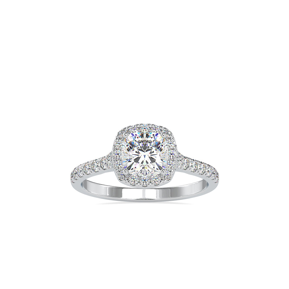 SKU: 0193 (22K) Cushion-cut Sparkle Halo Engagment Ring in Rose Gold.