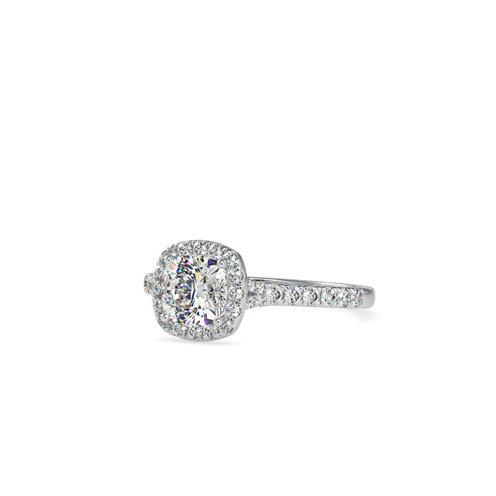 SKU: 0193 (14K) Cushion-cut Sparkle Halo Engagment Ring in Rose Gold.