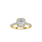 SKU: 0193 (18K) Cushion-cut Sparkle Halo Engagment Ring in Rose Gold.
