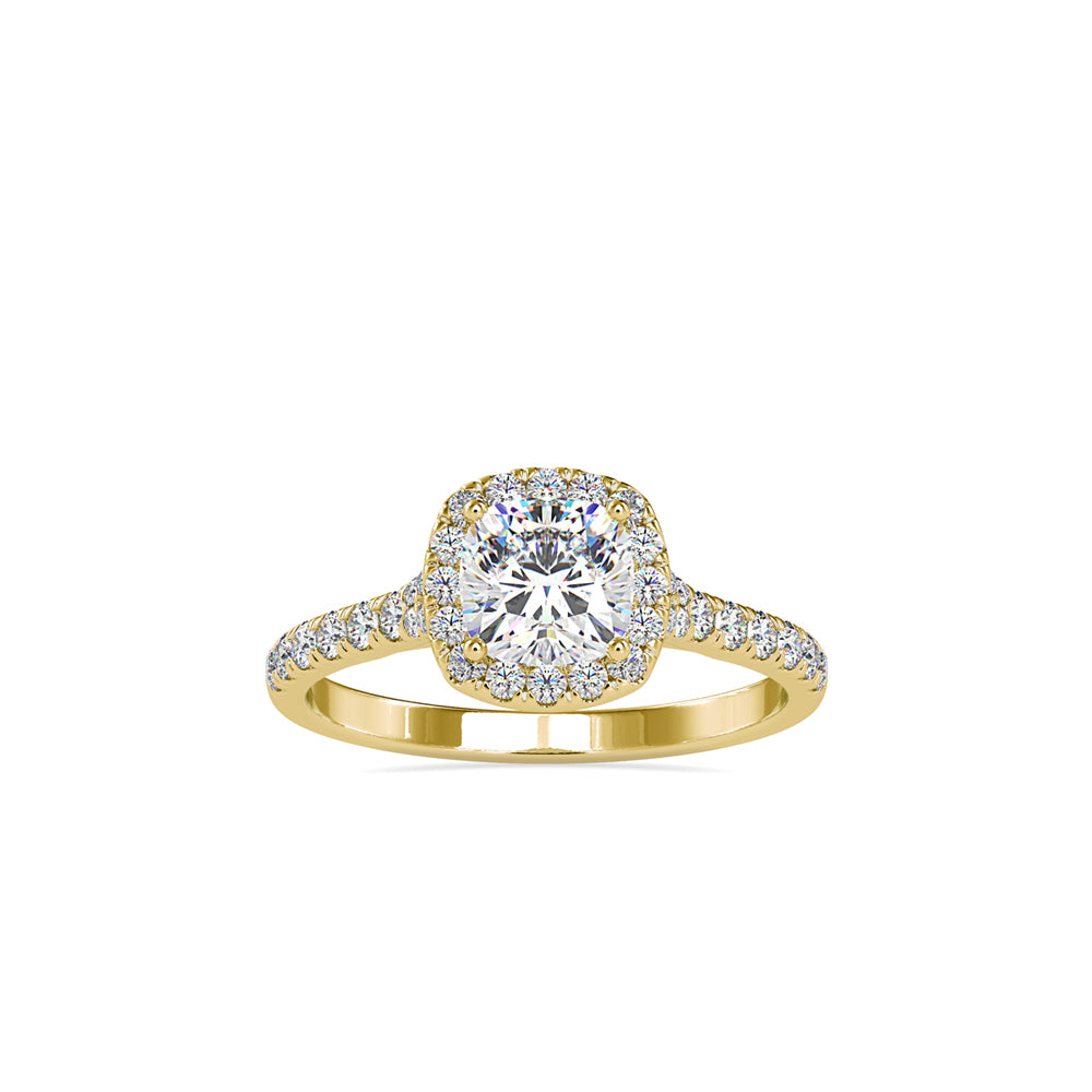 SKU: 0193 (10K) Cushion-cut Sparkle Halo Engagment Ring in Rose Gold.