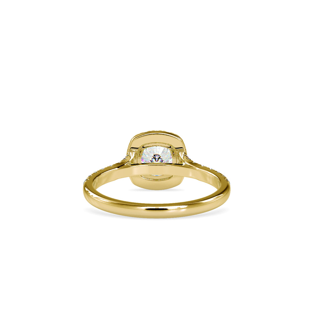 SKU: 0193 (14K) Cushion-cut Sparkle Halo Engagment Ring in Rose Gold.
