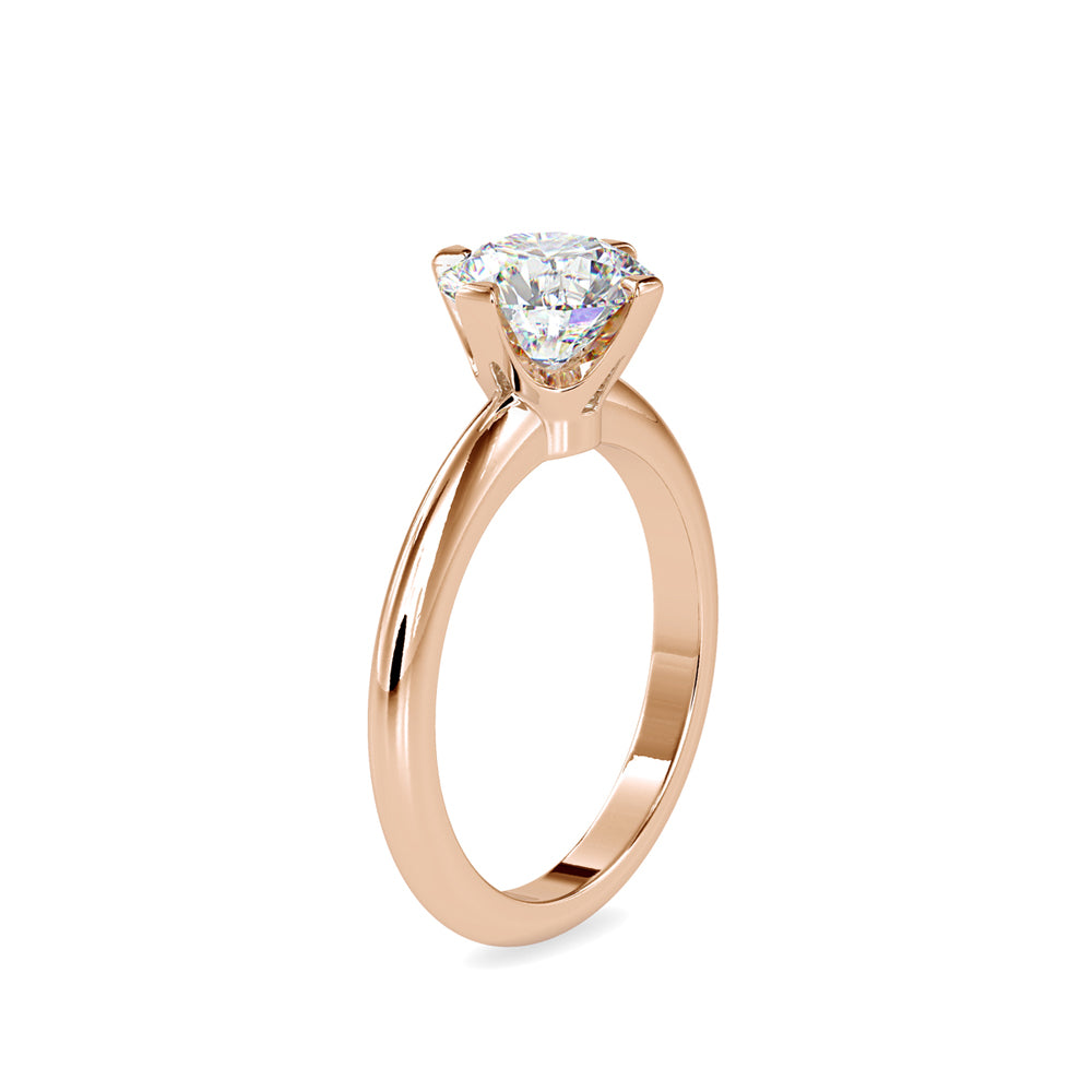 SKU: 0194 (10K) Four-Prong Solitaire Engagment Ring in Rose Gold.